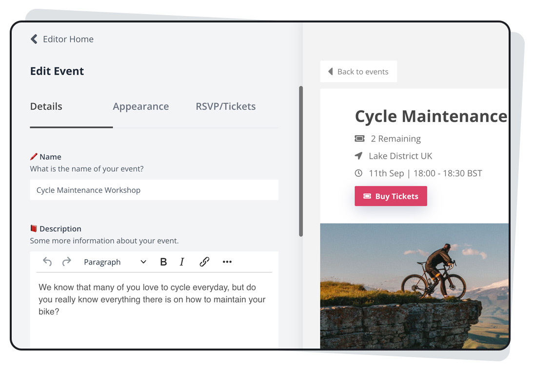 screenshot of Event Calendar App
